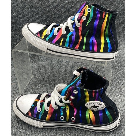 CHUCK TAYLOR ALL STAR High Big Kids Size 3 Rainbow Zebra Black 667601f Sneakers - Picture 6 of 9